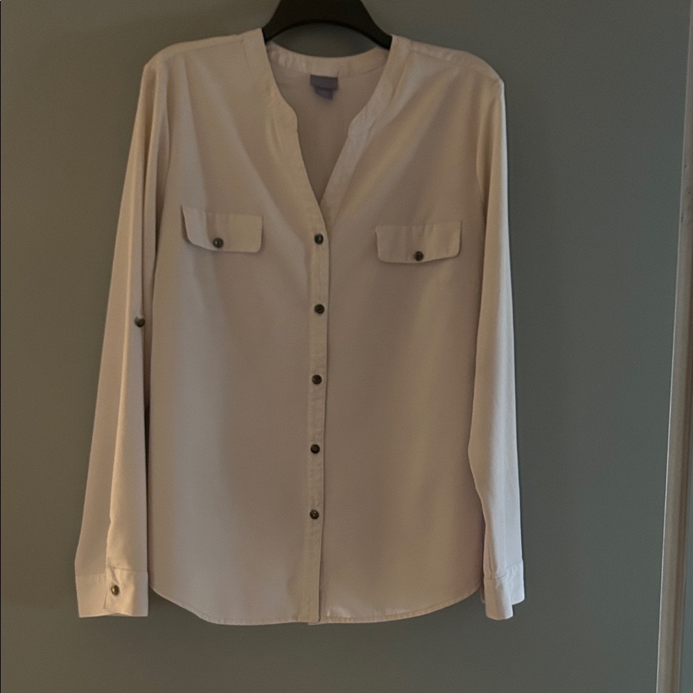 Laura Scott Off-White Button-Up Shirt